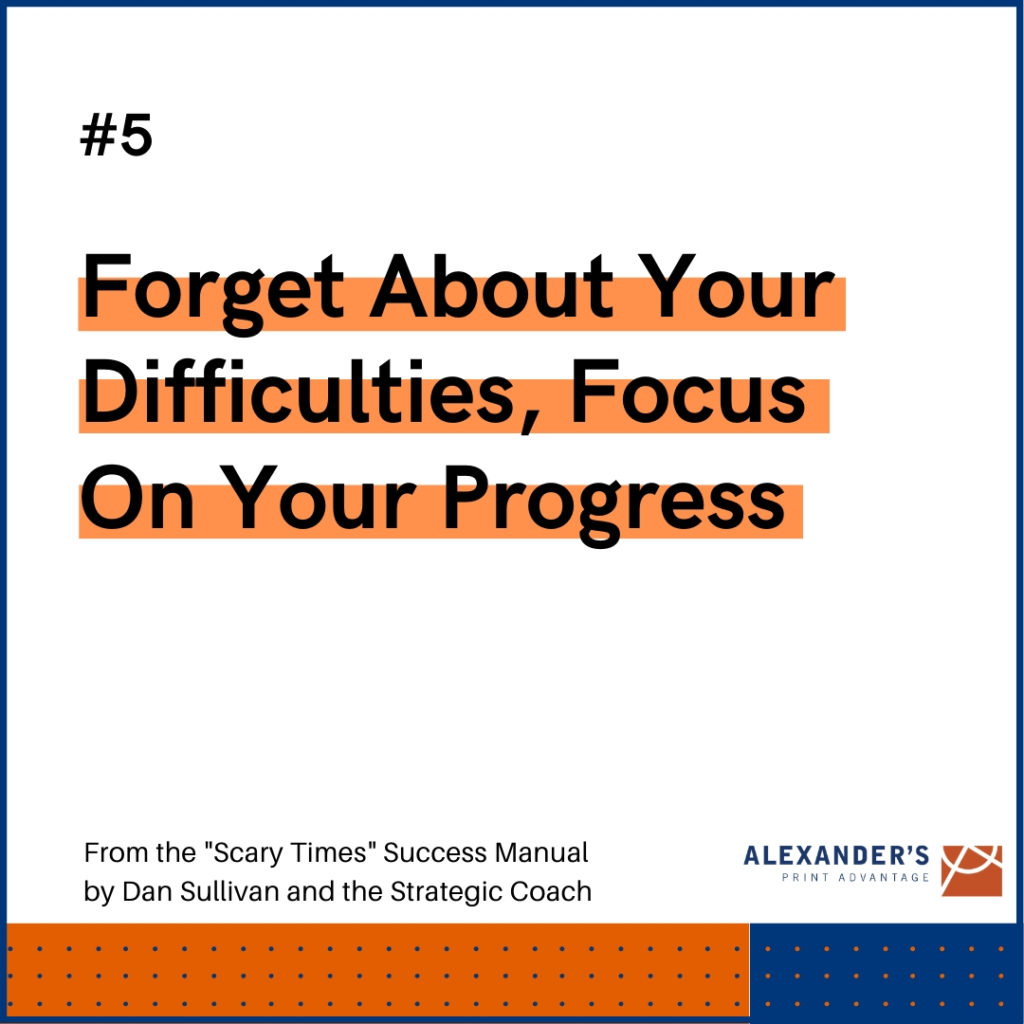 Graphic: Why focus on progress - Forget about your difficulties, focus on your progress.