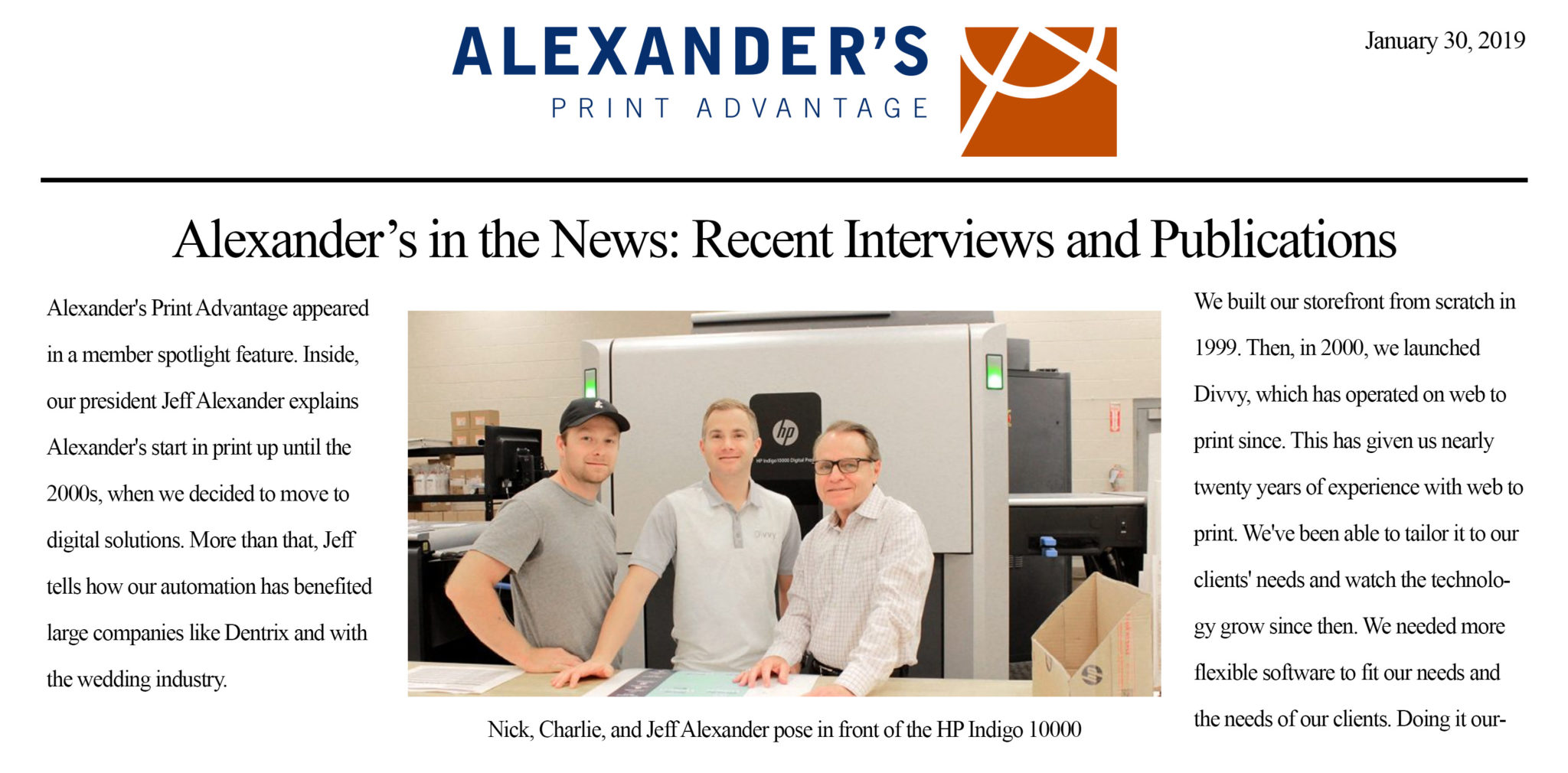 Alexander’s In the News
